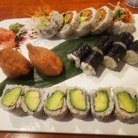 Vegetarian dinner - subbed egg roll for more inari at Sushi House in Cedar Rapids