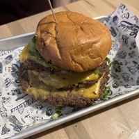 This was the impossible smash burger with triple patties. Not my taste but my husband enjoyed it.   at Left Field Brewery in Toronto