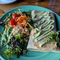 2 Cheese Crepe with side of greens at The Grain Cafe in Los Angeles