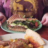 Club Sandwich and pasta at The Grain Cafe in Los Angeles