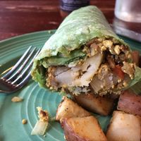 Hearty breakfast burrito at The Grain Cafe in Los Angeles