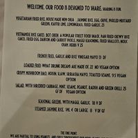 Veg menu at Liberté in Albany