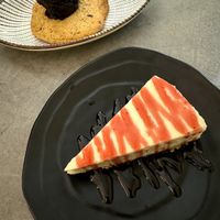 Cheesecake + Peanut cookie with dark chocolate ice cream (both desserts are vegan & gluten-free) at Okashi Valencia in Valencia