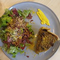 Mushroom pie, with a salad sprinkled with nuts! at Umami Good Food - La Laguna in Tenerife