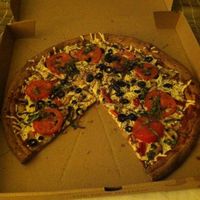 Vegan pizza on acai crust at RedBrick Pizza in Bakersfield