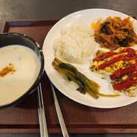 See how lovely food is! This place is absolutely comfortable, and people really being kind for guests. This is picture for food but also more impressive that I feel them as friends at JustBe Temple - 홍대선원 in Seoul