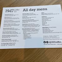 Menu  at 1947 Coffee Co in Enfield