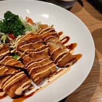 Dark mushroom sauce with king oyster mushrooms at NI-Vegan in Luebeck