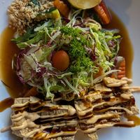 Reisgericht mit Pilzsoße und Bio-Tofu at NI-Vegan in Luebeck