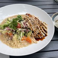 Main dish: rice with peanut sauce   at NI-Vegan in Luebeck