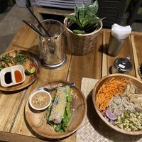 Fresh summer roll and pho with dumplings 🥟   at Food Lab in Siargao