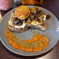 Mushrooms on toast at Plus 91 Cafe in Hamilton