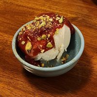 Icecream with fruit compote at Muku Ramen Bar in Belconnen