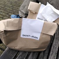 Take away bags at Saint-Jean Deli in Amsterdam