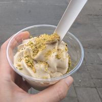 Salted pistachio soft serve. Really good at Saint-Jean Deli in Amsterdam