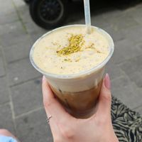 Pistachio latte at Saint-Jean Deli in Amsterdam
