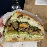 Oyster mushroom focaccia   at Saint-Jean Deli in Amsterdam