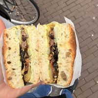 Pulled mushroom focaccia   at Saint-Jean Deli in Amsterdam