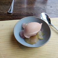 Pre-dessert: rhubarb sorbet or ice cream with some other rhubarb sweets at Sky Kitchen & View  in Rovaniemi
