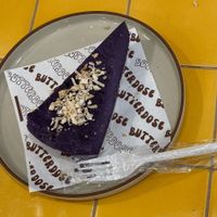 Vegan cheesecake slice (not entirely thawed) at Butter Dose in New York City