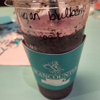Vegan Blueberry Smoothie with oat milk at The Beancounter Coffeehouse & Drinkery in Burlington