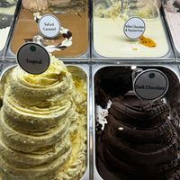 Vegan flavors labeled with green dots  at Anita Gelato - Condado in San Juan