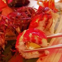 mock salmon (lighting doesn't help) at Godzu Cocina Asiática in Mexico City