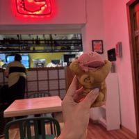 Dino strawberry ice cream   at Godzu Cocina Asiática in Mexico City