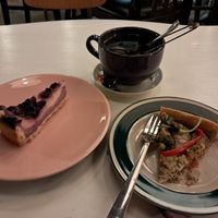 Vegan feta pie and bilberry cheese cake at Distant Days  in Helsinki