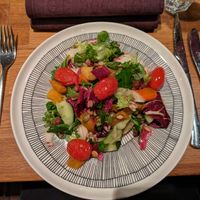 Winter salad (with very delicious maple syrup root vegetables!) at Ravintola Monte Rosa in Rovaniemi