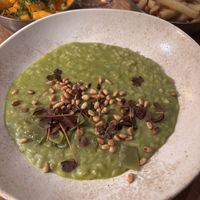 Pea risotto with two side dishes   at Ravintola Monte Rosa in Rovaniemi