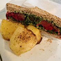 Vegan sandwich with roasted potatoes   at Babae in Florence