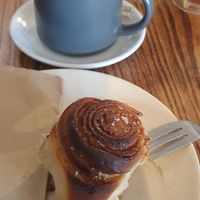 Cinnamon Buns & Oat milk latte at Feast Cafe in Kirkcudbright