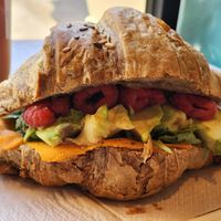 'salad croissant' with avocado, raspberries, and 'salmon' at Julietta Pastry and Lab in Rome