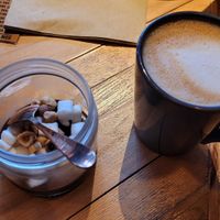 Vegan chocolate mousse and oat latte at Nutbutter - Smithfield in Dublin