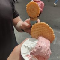 Strawberry and lemon cup, chocolate and mulberry cone at Don Peppinu  in Catania