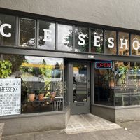 Cheesy storefront.  Not sure if the missing H was intentional or not…  at Vtopian Cheese Shop in Portland