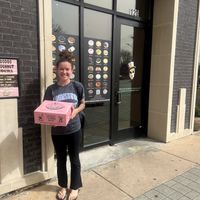 I was sooooo happy!! (Before I realized they only gave me 11😫)  at Voodoo Doughnut in Dallas