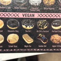 Close up menu options  at Voodoo Doughnut in Dallas