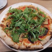 Pizza with grilled vegetables and vegan mozzarella cheese. at Pizzeria Napoli in Weimar