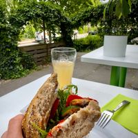 Great sandwich! The patio was super cozy! at Green Queen by Vegananda in Salzburg