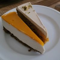 Mango cheesecake and carrot cake at Plants & Flours in Berlin