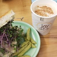 Herbivore sandwiches & a latte! at Joy Bakery Café in Simcoe