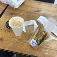 vegan sandwich & oat milk cappuccinoo  at AGP - SOHO Coffee Co - T4 in Malaga