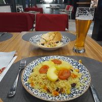 Non vegan mediocre fruit plov at Afsona in Tashkent