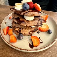 Chocolate pancakes at Berguna Gluten Free in Valencia