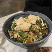 Udon noodle dish with added tofu   at Ayu in Gzira