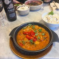 Main dishes including Egg plant stew with walnuts  at Ayu in Gzira