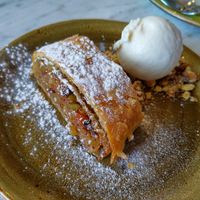 Vegan apple strudel at Ayu in Gzira