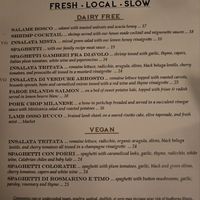 Vegan Menu at Bar Bosco in Terre Haute